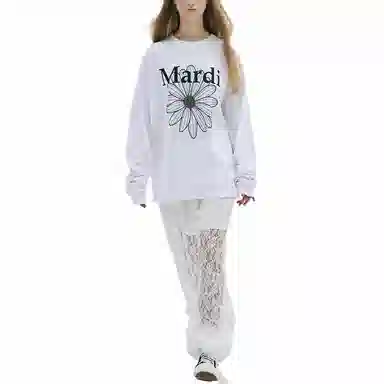 MARDI MERCREDI SS25 UNISEX TSHIRT LONG SLEEVE FLOWERMARDI_WHITE BLACK T