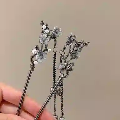 水中玉 新中式花朵发钗高级感国风气质盘发发饰丸子头簪子 合金 发簪 女款