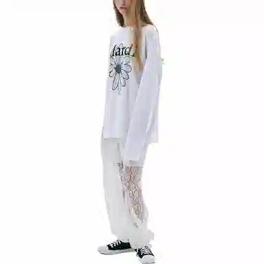 MARDI MERCREDI SS25 UNISEX TSHIRT LONG SLEEVE FLOWERMARDI_WHITE BLACK T