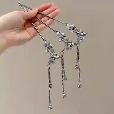 水中玉 新中式花朵发钗高级感国风气质盘发发饰丸子头簪子 合金 发簪 女款