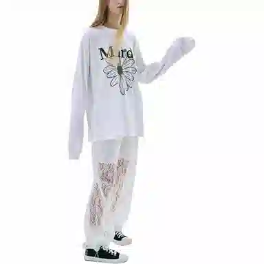 MARDI MERCREDI SS25 UNISEX TSHIRT LONG SLEEVE FLOWERMARDI_WHITE BLACK T