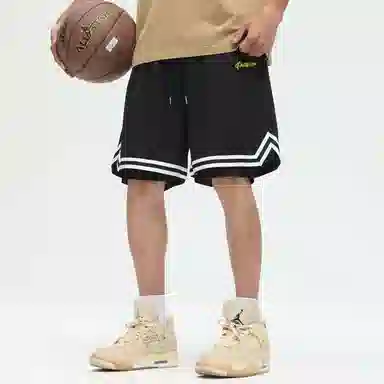 快鱼 美式复古简约基础学院风签名字体手绘印花宽松舒适百搭透气运动户外松紧中腰系带五分休闲短裤 男女同款