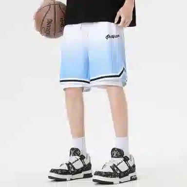 快鱼 美式复古简约基础学院风签名字体手绘印花宽松舒适百搭透气运动户外松紧中腰系带五分休闲短裤 男女同款