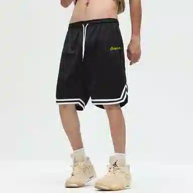 快鱼 美式复古简约基础学院风签名字体手绘印花宽松舒适百搭透气运动户外松紧中腰系带五分休闲短裤 男女同款