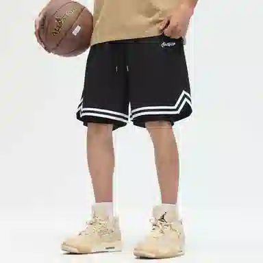 快鱼 美式复古简约基础学院风签名字体手绘印花宽松舒适百搭透气运动户外松紧中腰系带五分休闲短裤 男女同款