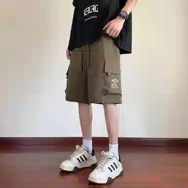 稻草人 美式街头嘻哈复古高街凉感亲肤多口袋中腰潮牌百搭个性痞帅学院风宽松休闲阔腿五分工装短裤 男女同款