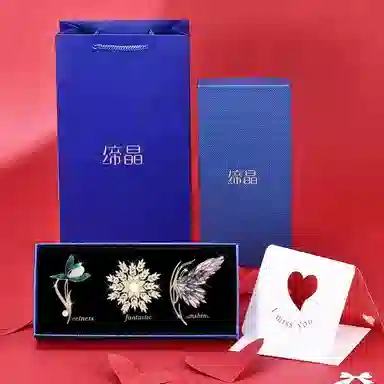 缔晶 轻奢时尚精致闪耀 优雅气质日常通勤百搭衣服防走光 合金 胸针 女款