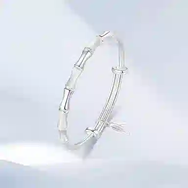 希遇 竹节 竹报平安竹叶实心推拉 合金 手镯 男女同款情侣款