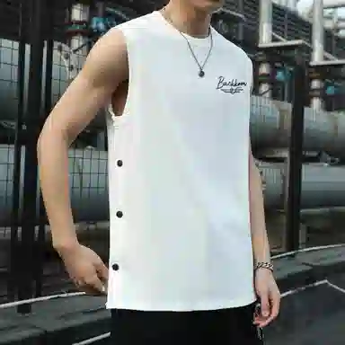 大卫贝肯 美式高街潮流百搭原创字母印花宽松设计运动无袖背心 男女同款