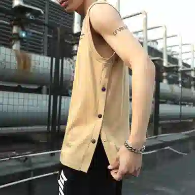 大卫贝肯 美式高街潮流百搭原创字母印花宽松设计运动无袖背心 男女同款