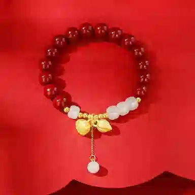 魔物 鸿运福锁平安锁 新中式东方轻奢小众传承平安优雅好运 再造辰砂朱砂 玉石手串 男女同款情侣款