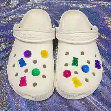 US8ACC Colorful Cartoon Translucent Fluorescent Cute Bear Soft Candy Shoe Charm