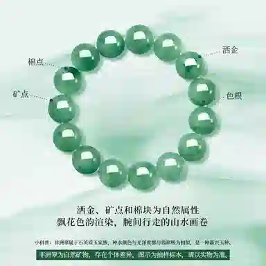 水贝 冰萃绿贵妃镯 古风旗袍显气质 新中式国潮日常通勤百搭天然 非洲翠 手串 男女同款情侣款