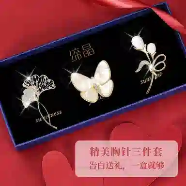 缔晶 轻奢时尚精致闪耀 优雅气质日常通勤百搭衣服防走光 合金 胸针 女款