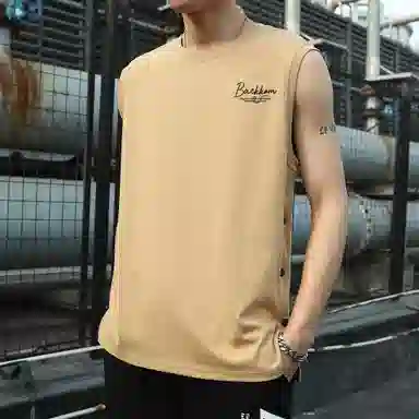 大卫贝肯 美式高街潮流百搭原创字母印花宽松设计运动无袖背心 男女同款