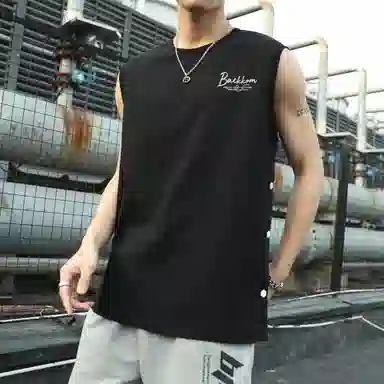 大卫贝肯 美式高街潮流百搭原创字母印花宽松设计运动无袖背心 男女同款