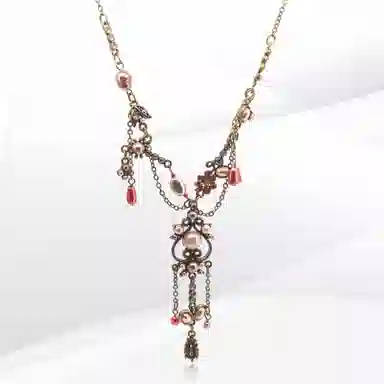 希遇 花时浮蕊 新中式轻奢国潮 时尚简约 小众设计 复古简约 精致高级 #好运 合金 项链 男女同款情侣款