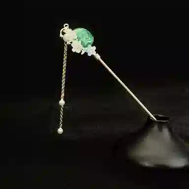 【花好月圆】 指尖瑰宝 新中式古风琉璃花朵中式高级感小众汉服盘发流苏步摇汉服旗袍马面裙百搭 镀银 发簪 女款