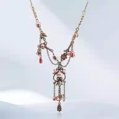 希遇 花时浮蕊 新中式轻奢国潮 时尚简约 小众设计 复古简约 精致高级 #好运 合金 项链 男女同款情侣款