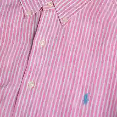 Polo Ralph Lauren Striped Pony Logo Linen Shirt Pink