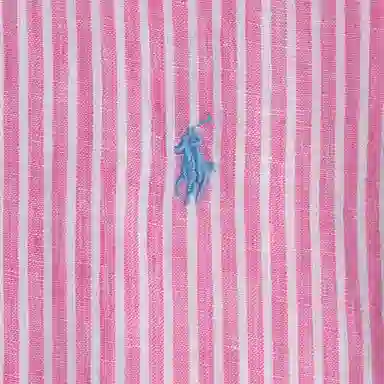 Polo Ralph Lauren Striped Pony Logo Linen Shirt Pink
