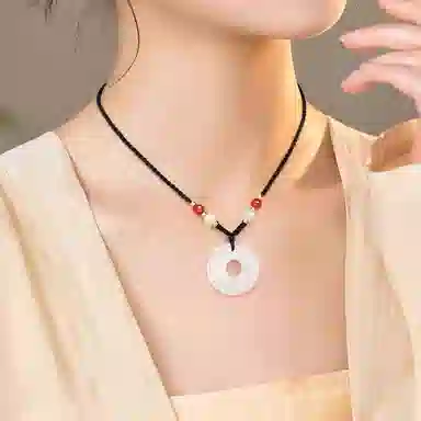 【岁岁年年】中国黄金 央创时尚 貔貅平安扣国潮新中式 招财吞金小众百搭精致礼盒天然 玉髓 玉石项链 男女同款情侣款