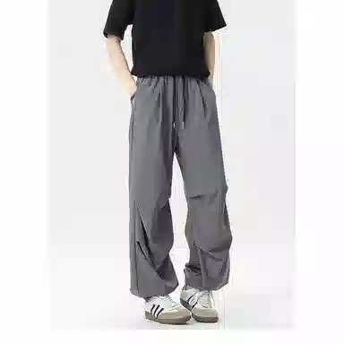 颂希尔 美式纯色宽松系带休闲裤 男女同款