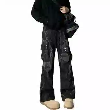 MGXEK Vintage Cargo Jeans Black