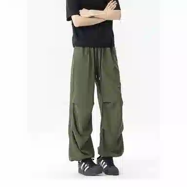 颂希尔 美式纯色宽松系带休闲裤 男女同款