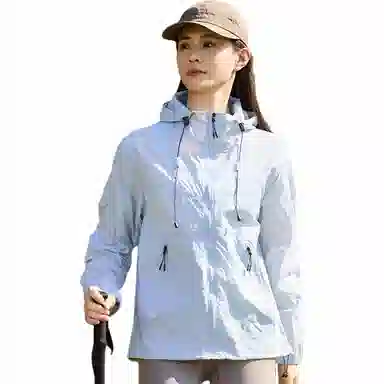 木林森 防紫外线休闲薄款透气纯色户外骑行爬山加宽帽檐连帽防晒服 男女同款