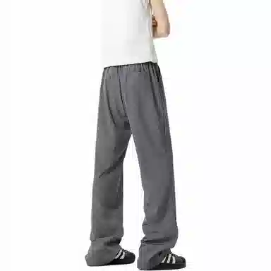 颂希尔 美式高街宽松纯色系带休闲裤 男女同款