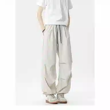 颂希尔 美式纯色宽松系带休闲裤 男女同款