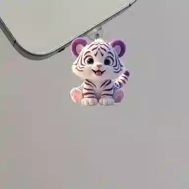 千桐 可爱小老虎 创意手机防尘塞 小书包可爱时尚潮流装饰#好运 亚克力 挂件 男女同款情侣款