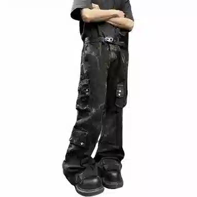 MGXEK Vintage Cargo Jeans Black