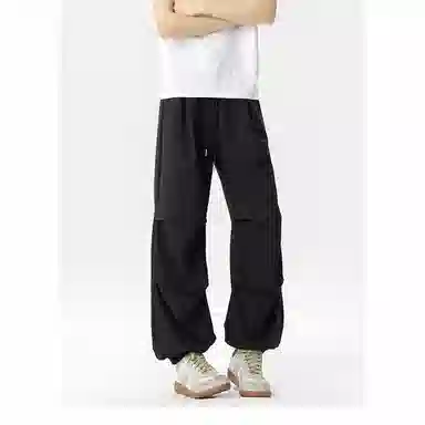 颂希尔 美式纯色宽松系带休闲裤 男女同款