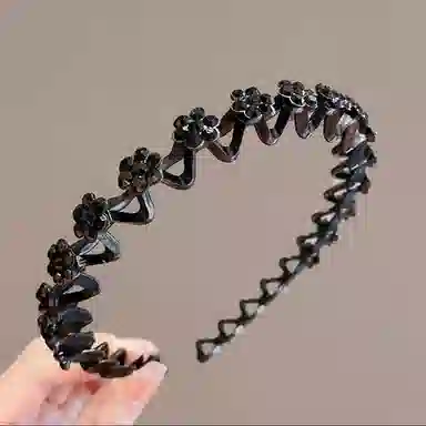 如花梦 水钻波浪细边带齿韩系外出百搭压发防滑碎 合金 发箍 女款