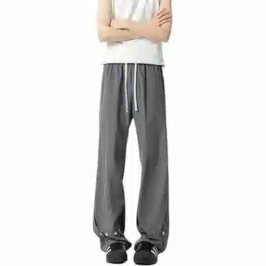 颂希尔 美式高街宽松纯色系带休闲裤 男女同款