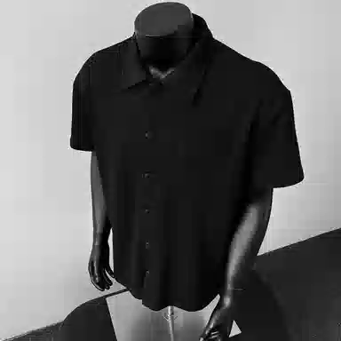 物质公式 高街透气纯色基础简约百搭大气宽松短袖衬衫 男女同款