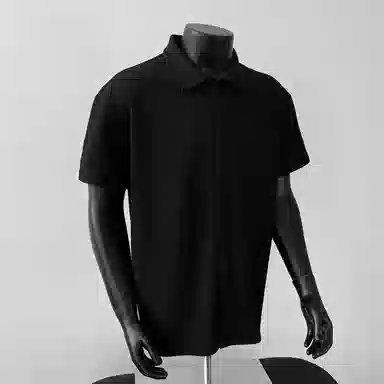 物质公式 高街透气纯色基础简约百搭大气宽松短袖衬衫 男女同款