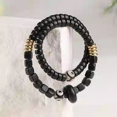 木盛缘 【避小人招贵人】本命年转运一眼天珠过手留香平安喜乐福禄吉祥佛珠念珠招财霸气新中式好运 黑檀 手串 男女同款情侣款