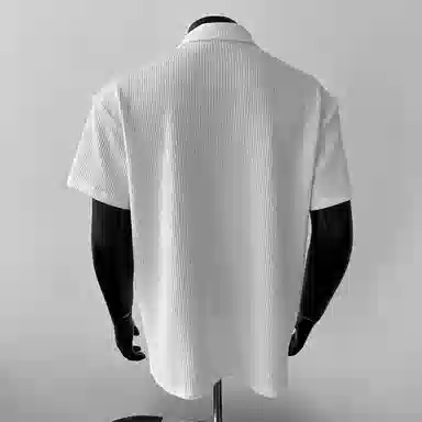 物质公式 高街透气纯色基础简约百搭大气宽松短袖衬衫 男女同款