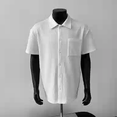 物质公式 高街透气纯色基础简约百搭大气宽松短袖衬衫 男女同款