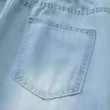 尘映 美式潮牌高街宽松直筒牛仔裤 男女同款 浅蓝色