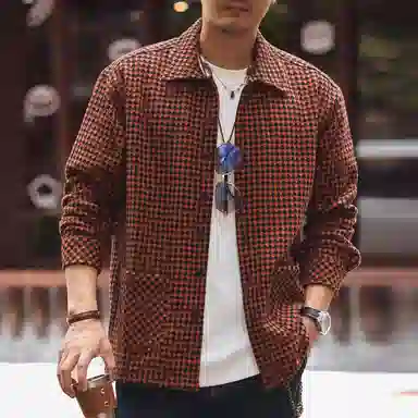 格蓝鹿 时尚百搭宽松提花长袖衬衫 男款