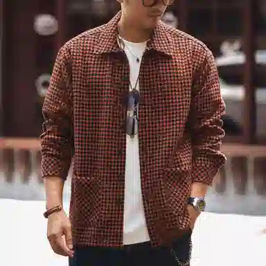 格蓝鹿 时尚百搭宽松提花长袖衬衫 男款