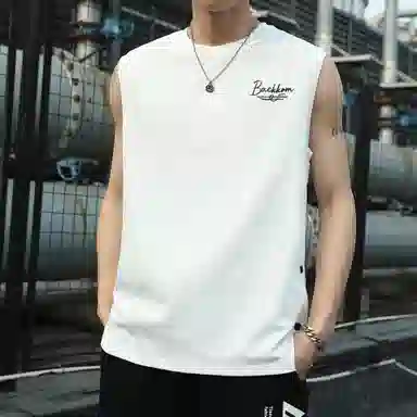 大卫贝肯 美式嘻哈街头侧边排扣设计字母印花背心松紧系带腰头户外速干工装短裤宽松舒适百搭潮流休闲运动套装 男女同款