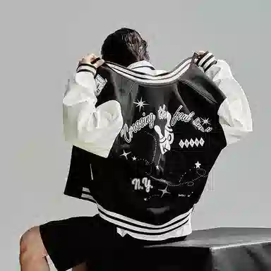 PEACEBIRD MEN Colorblock Embroidered Baseball Jacket