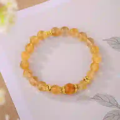 【日进斗金】 金六福吉祥 蜂蜜柚子清新灵动 日常佩戴百搭设计时尚爆款 清澈治愈系元气满满通透天然 黄水晶 手串 男女同款情侣款