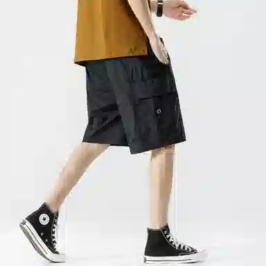 大卫贝肯 美式嘻哈街头侧边排扣设计字母印花背心松紧系带腰头户外速干工装短裤宽松舒适百搭潮流休闲运动套装 男女同款