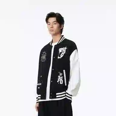 PEACEBIRD MEN Colorblock Embroidered Baseball Jacket